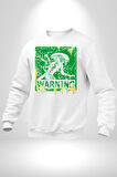 Alien Uzaylı Aranıyor  Erkek Kadın Unisex Dijital Baskılı Beyaz Sweatshirt