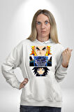 Demon Slayer  İblis Keser Manga Kahramanları Erkek Kadın Beyaz Dijital Baskılı Kapüşonlu Sweatshirt Hoodie