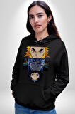Demon Slayer  İblis Keser Manga Kahramanları Erkek Kadın Siyah Dijital Baskılı Kapüşonlu Sweatshirt Hoodie