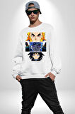 Demon Slayer  İblis Keser Manga Kahramanları Erkek Kadın Unisex Dijital Baskılı Beyaz Sweatshirt