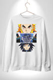 Demon Slayer  İblis Keser Manga Kahramanları Erkek Kadın Unisex Dijital Baskılı Beyaz Sweatshirt