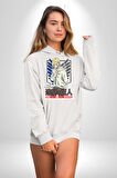 Attack On Titan Titana Saldırı Anime Erkek Kadın Beyaz Dijital Baskılı Kapüşonlu Sweatshirt Hoodie