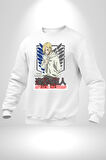 Attack On Titan Titana Saldırı Anime Erkek Kadın Unisex Dijital Baskılı Beyaz Sweatshirt