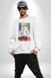 Attack On Titan Titana Saldırı Anime Erkek Kadın Unisex Dijital Baskılı Beyaz Sweatshirt