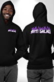 Anti Galau Erkek Kadın Siyah Ön Sırt Baskılı Kapüşonlu Sweatshirt Hoodie