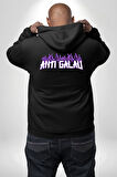 Anti Galau Erkek Kadın Siyah Ön Sırt Baskılı Kapüşonlu Sweatshirt Hoodie