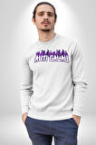 Anti Galau Erkek Kadın Unisex Dijital Baskılı Beyaz Sweatshirt