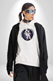 Nasa Astronaut Uzay Zıplaması Erkek Kadın Beyaz Dijital Baskılı Kapüşonlu Sweatshirt Hoodie