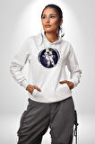 Nasa Astronaut Uzay Zıplaması Erkek Kadın Beyaz Dijital Baskılı Kapüşonlu Sweatshirt Hoodie