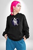 Nasa Astronaut Uzay Zıplaması Erkek Kadın Siyah Dijital Baskılı Kapüşonlu Sweatshirt Hoodie