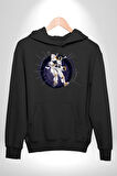 Nasa Astronaut Uzay Zıplaması Erkek Kadın Siyah Dijital Baskılı Kapüşonlu Sweatshirt Hoodie