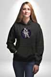 Nasa Astronaut Uzay Zıplaması Erkek Kadın Siyah Dijital Baskılı Kapüşonlu Sweatshirt Hoodie