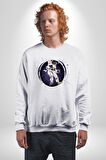 Nasa Astronaut Uzay Zıplaması Erkek Kadın Unisex Dijital Baskılı Beyaz Sweatshirt