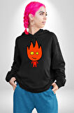 Fireboy Oyun Karekteri Erkek Kadın Siyah Dijital Baskılı Kapüşonlu Sweatshirt Hoodie