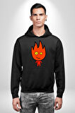 Fireboy Oyun Karekteri Erkek Kadın Siyah Dijital Baskılı Kapüşonlu Sweatshirt Hoodie