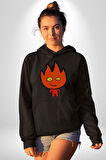 Fireboy Oyun Karekteri Erkek Kadın Siyah Dijital Baskılı Kapüşonlu Sweatshirt Hoodie