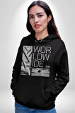 Mimari Fikir Erkek Kadın Siyah Dijital Baskılı Kapüşonlu Sweatshirt Hoodie