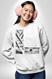 Mimari Fikir Erkek Kadın Unisex Dijital Baskılı Beyaz Sweatshirt