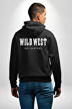 Wild West Central Cee Müzik Erkek Kadın Siyah Ön Sırt Baskılı Kapüşonlu Sweatshirt Hoodie