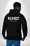 Wild West Central Cee Müzik Erkek Kadın Siyah Ön Sırt Baskılı Kapüşonlu Sweatshirt Hoodie