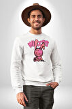 Öfkeli Voodoo Tavşan XOX Erkek Kadın Unisex Dijital Baskılı Beyaz Sweatshirt