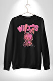 Öfkeli Voodoo Tavşan XOX Erkek Kadın Unisex Dijital Baskılı Siyah Sweatshirt