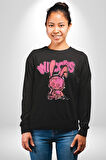Öfkeli Voodoo Tavşan XOX Erkek Kadın Unisex Dijital Baskılı Siyah Sweatshirt