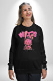 Öfkeli Voodoo Tavşan XOX Erkek Kadın Unisex Dijital Baskılı Siyah Sweatshirt