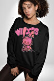 Öfkeli Voodoo Tavşan XOX Erkek Kadın Unisex Dijital Baskılı Siyah Sweatshirt