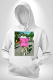 Mike Tyson ve Onun Bengai Kaplanı Yol Yürüyüş Erkek Kadın Beyaz Dijital Baskılı Kapüşonlu Sweatshirt Hoodie