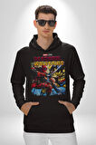 Deadpool Wolverine Film Kahraman Erkek Kadın Siyah Dijital Baskılı Kapüşonlu Sweatshirt Hoodie