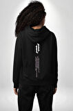 Gothic Sokak Stili Minimal Tasarım Erkek Kadın Siyah Ön Sırt Baskılı Kapüşonlu Sweatshirt Hoodie