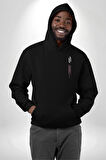 Gothic Sokak Stili Minimal Tasarım Erkek Kadın Siyah Ön Sırt Baskılı Kapüşonlu Sweatshirt Hoodie