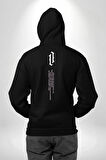 Gothic Sokak Stili Minimal Tasarım Erkek Kadın Siyah Ön Sırt Baskılı Kapüşonlu Sweatshirt Hoodie
