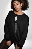 Gothic Sokak Stili Minimal Tasarım Erkek Kadın Unisex Dijital Baskılı Siyah Sweatshirt