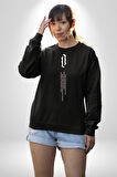 Gothic Sokak Stili Minimal Tasarım Erkek Kadın Unisex Dijital Baskılı Siyah Sweatshirt