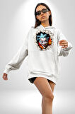 Joker Duvardan Çıkan Sürpriz 3D Erkek Kadın Beyaz Dijital Baskılı Kapüşonlu Sweatshirt Hoodie