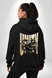 Yapay Zeka Gül Yılan Altın Siyah Gül 3D Erkek Kadın Siyah Ön Sırt Baskılı Kapüşonlu Sweatshirt Hoodie