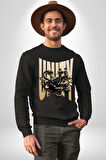 Yapay Zeka Gül Yılan Altın Siyah Gül 3D Erkek Kadın Unisex Dijital Baskılı Siyah Sweatshirt