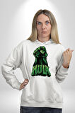 Hulk Yeşil Yumruk Bruce Banner Avengers Erkek Kadın Beyaz Dijital Baskılı Kapüşonlu Sweatshirt Hoodie