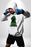 Hulk Yeşil Yumruk Bruce Banner Avengers Erkek Kadın Beyaz Dijital Baskılı Kapüşonlu Sweatshirt Hoodie