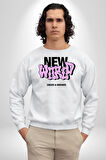 Sokak Style Yeni Dünya Yaratın Yenilik Yapın Erkek Kadın Unisex Dijital Baskılı Beyaz Sweatshirt