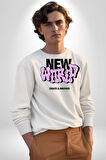 Sokak Style Yeni Dünya Yaratın Yenilik Yapın Erkek Kadın Unisex Dijital Baskılı Beyaz Sweatshirt