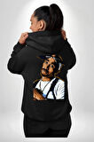 Hiphop Tupac Yeni Moda Müzik Erkek Kadın Siyah Ön Sırt Baskılı Kapüşonlu Sweatshirt Hoodie