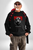 Gerçek Lider Tehlikeli Aslan Kafası Erkek Kadın Unisex Dijital Baskılı Siyah Sweatshirt