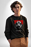 Gerçek Lider Tehlikeli Aslan Kafası Erkek Kadın Unisex Dijital Baskılı Siyah Sweatshirt