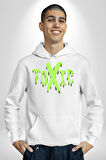 Sokak Sitili Atık Toxic  Erkek Kadın Beyaz Dijital Baskılı Kapüşonlu Sweatshirt Hoodie