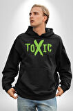 Sokak Sitili Atık Toxic  Erkek Kadın Siyah Dijital Baskılı Kapüşonlu Sweatshirt Hoodie