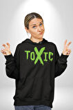Sokak Sitili Atık Toxic  Erkek Kadın Siyah Dijital Baskılı Kapüşonlu Sweatshirt Hoodie