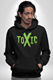 Sokak Sitili Atık Toxic  Erkek Kadın Siyah Dijital Baskılı Kapüşonlu Sweatshirt Hoodie